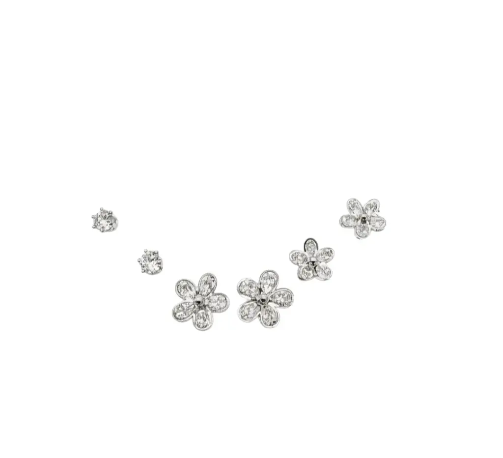 Floral Pavé Trio Earrings