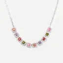 Multicolored Silver Tennis Necklace