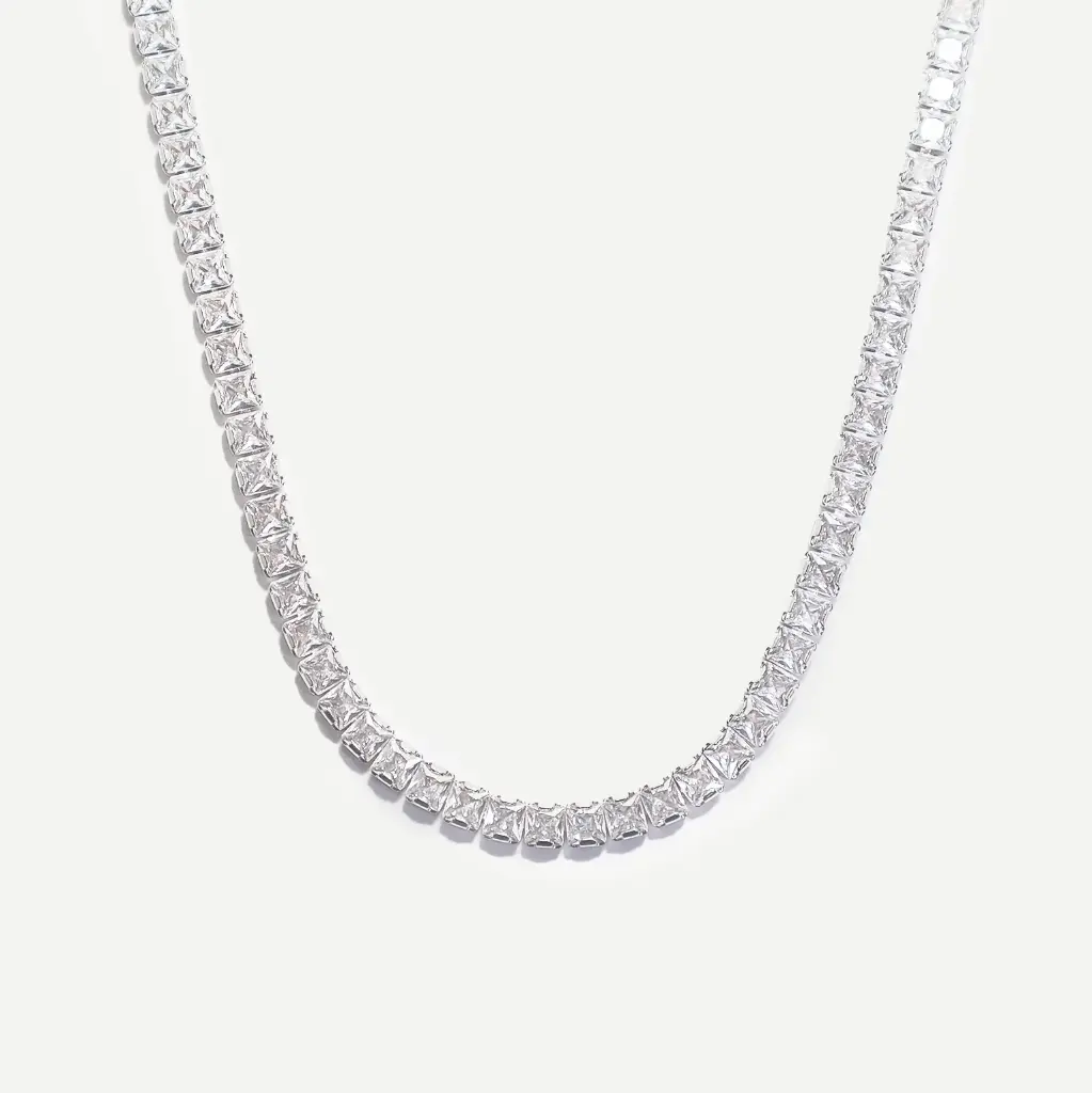 Classic Silver Tennis Necklace