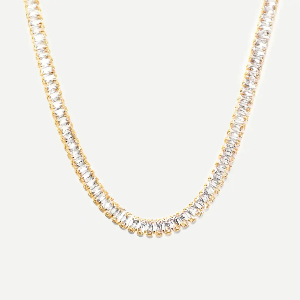 Classic Golden Tennis Necklace
