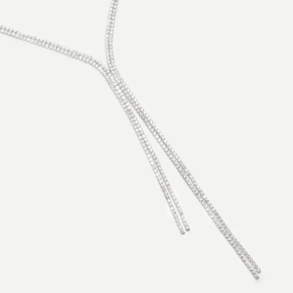 Long Silver Y Tennis Necklace