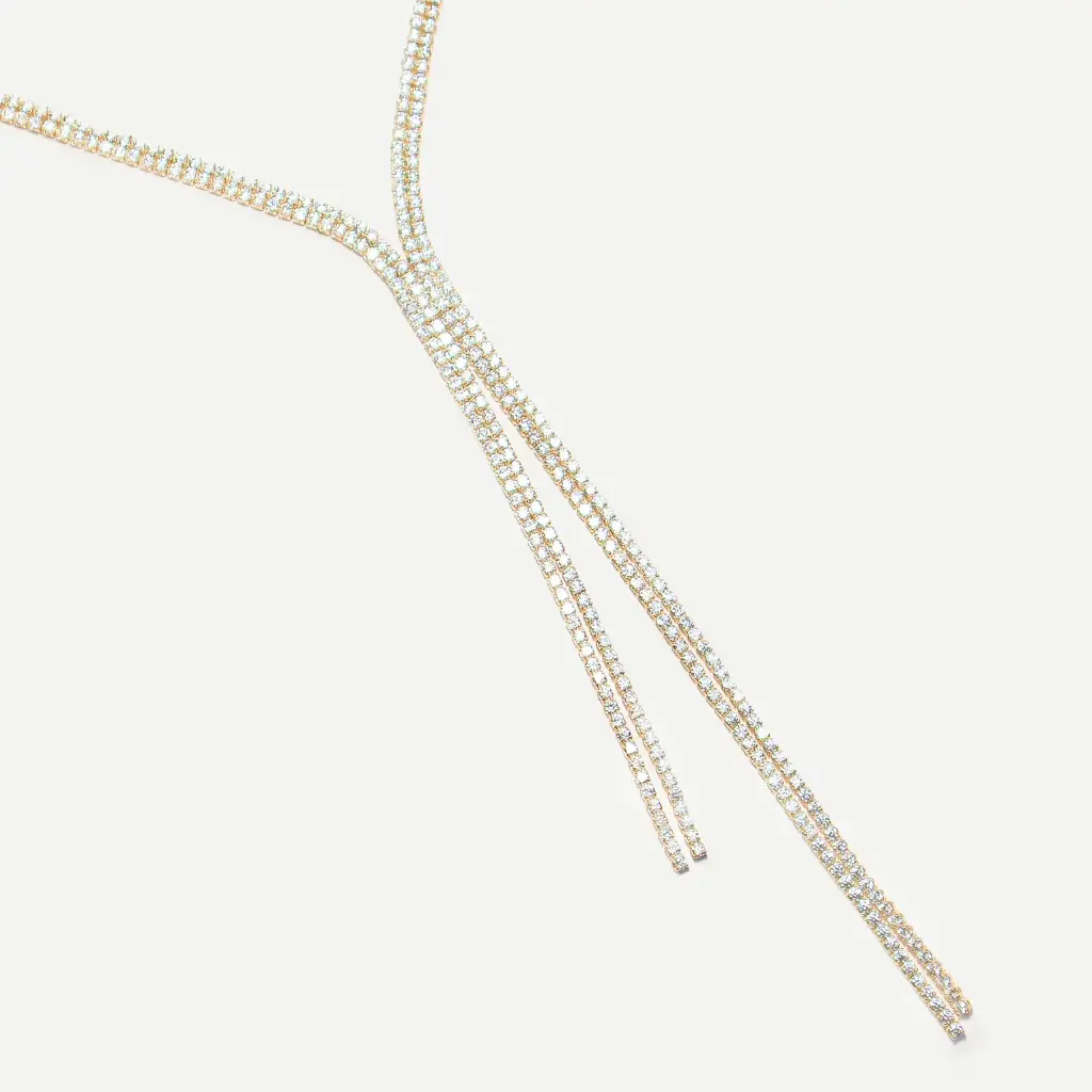 Long Golden Y Tennis Necklace 