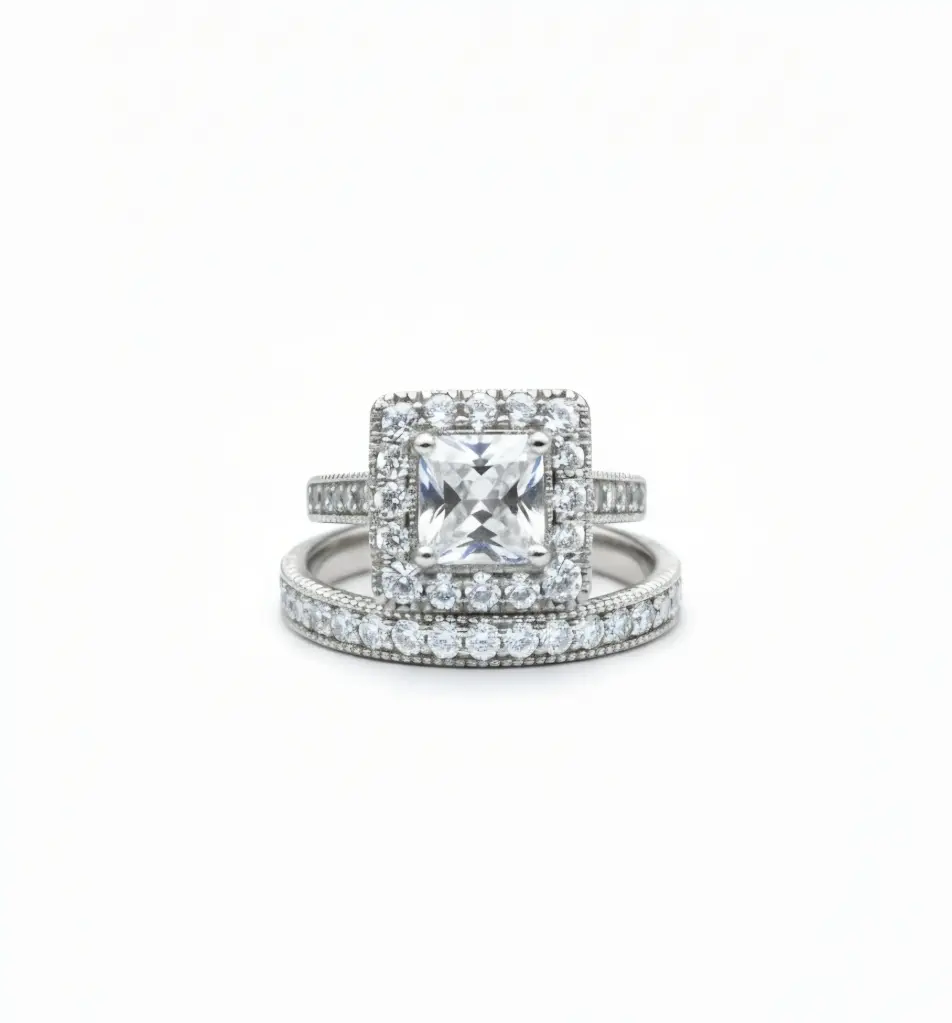 Princess Cut Solitaire Set