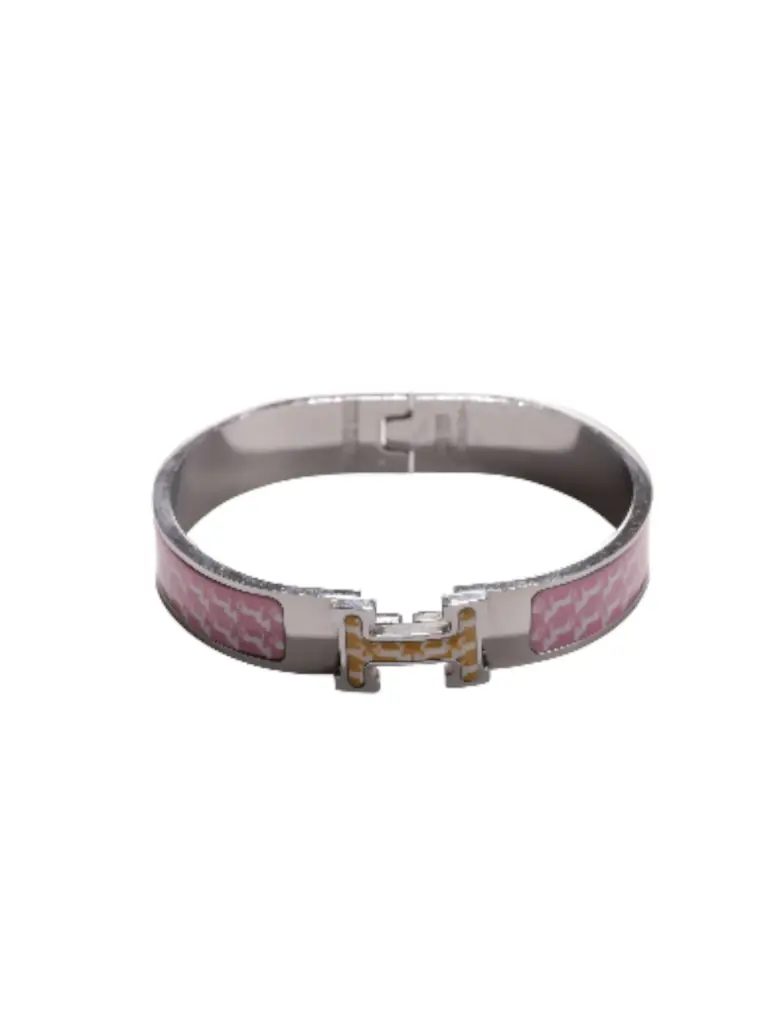 Pink and Silver H Bangle