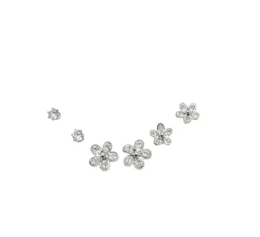 Floral Pavé Trio Earrings