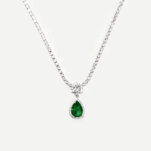 Green Teardrop Tennis Neckalce