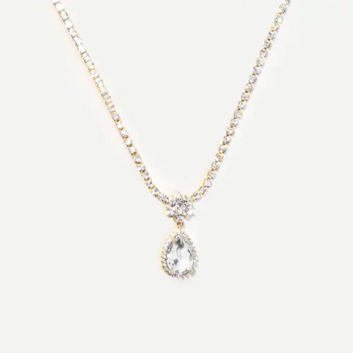 Golden Teardrop Tennis Necklace