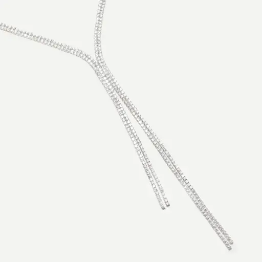 Long Silver Y Tennis Necklace