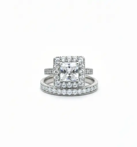 Princess Cut Solitaire Set
